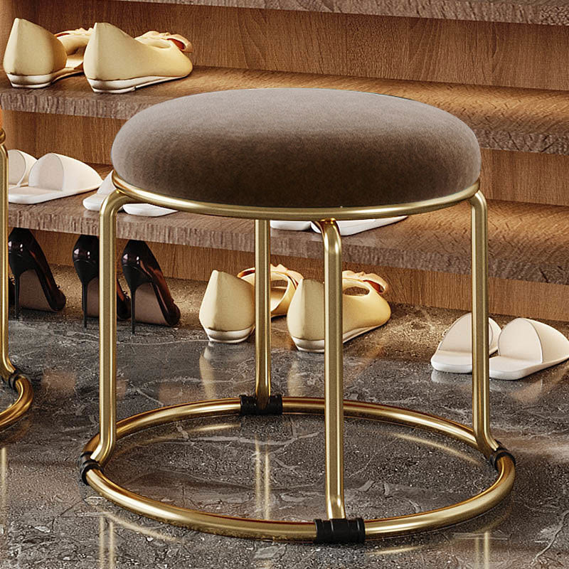 Standard Glam Round Ottoman Velvet Tear Resistant Indoor Pure Color Ottoman Coffee 1 Piece Clearhalo 'furn' 'furn_ottomans_poufs' 'Furniture' 'Living Room Furniture' 'Ottomans & Poufs' 'ottomans_poufs' 5943038