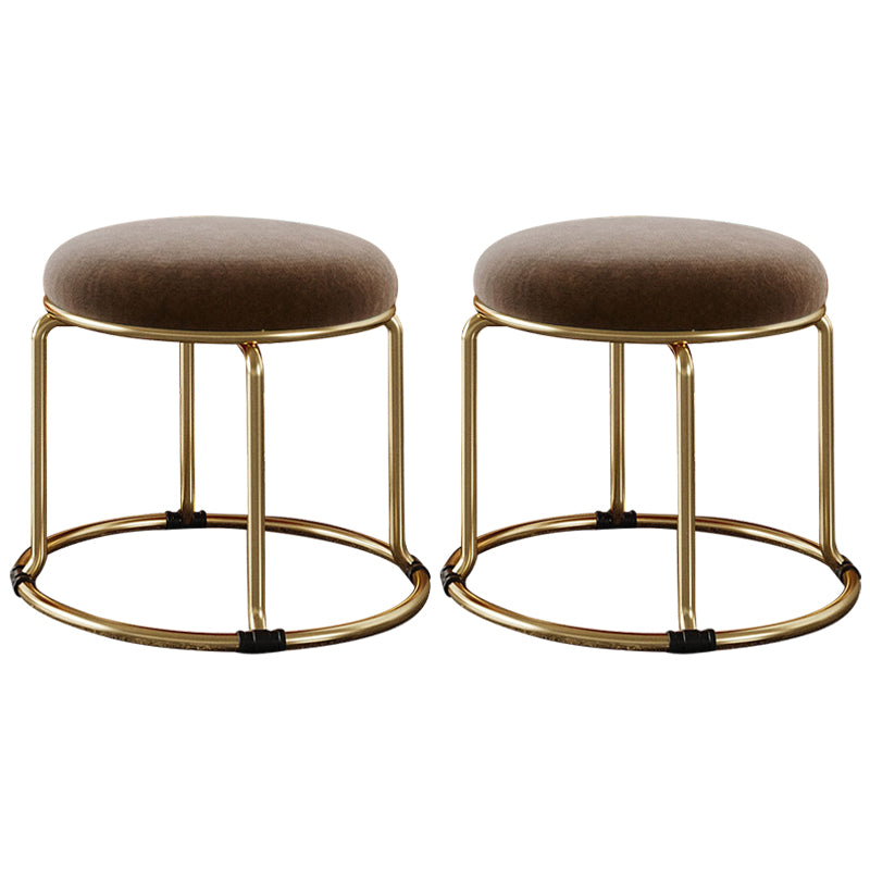 Standard Glam Round Ottoman Velvet Tear Resistant Indoor Pure Color Ottoman Coffee 2 Piece Set Clearhalo 'furn' 'furn_ottomans_poufs' 'Furniture' 'Living Room Furniture' 'Ottomans & Poufs' 'ottomans_poufs' 5943039