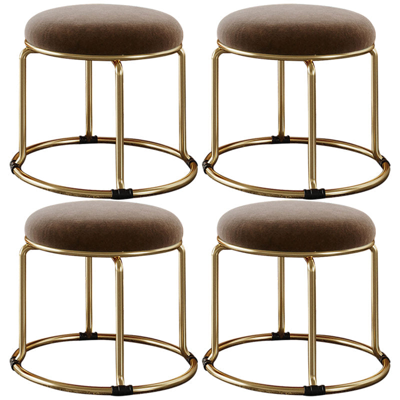 Standard Glam Round Ottoman Velvet Tear Resistant Indoor Pure Color Ottoman Coffee 4 Piece Set Clearhalo 'furn' 'furn_ottomans_poufs' 'Furniture' 'Living Room Furniture' 'Ottomans & Poufs' 'ottomans_poufs' 5943040