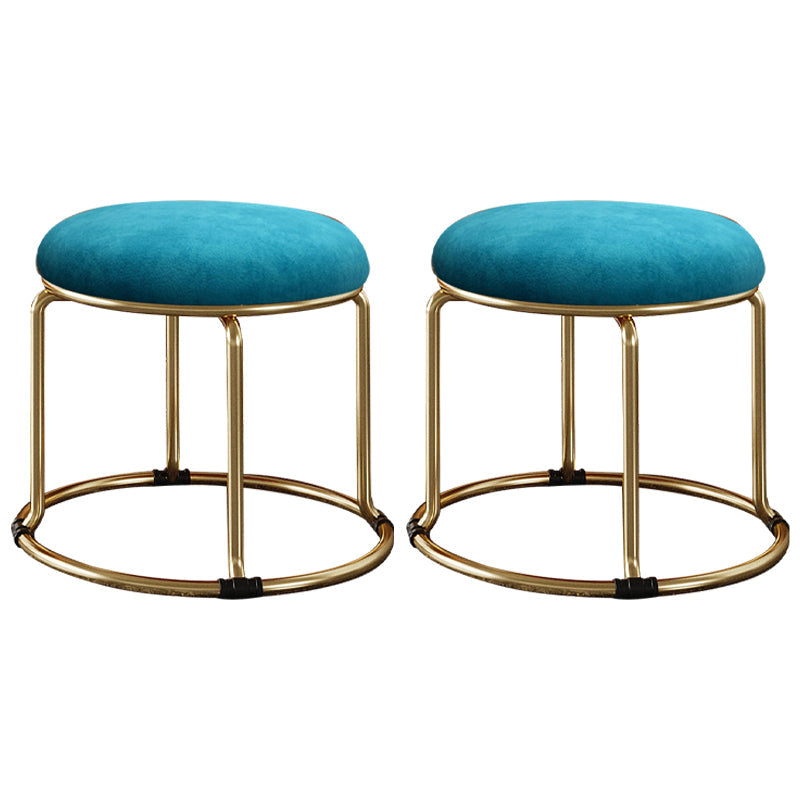 Standard Glam Round Ottoman Velvet Tear Resistant Indoor Pure Color Ottoman Sky Blue 2 Piece Set Clearhalo 'furn' 'furn_ottomans_poufs' 'Furniture' 'Living Room Furniture' 'Ottomans & Poufs' 'ottomans_poufs' 5943042