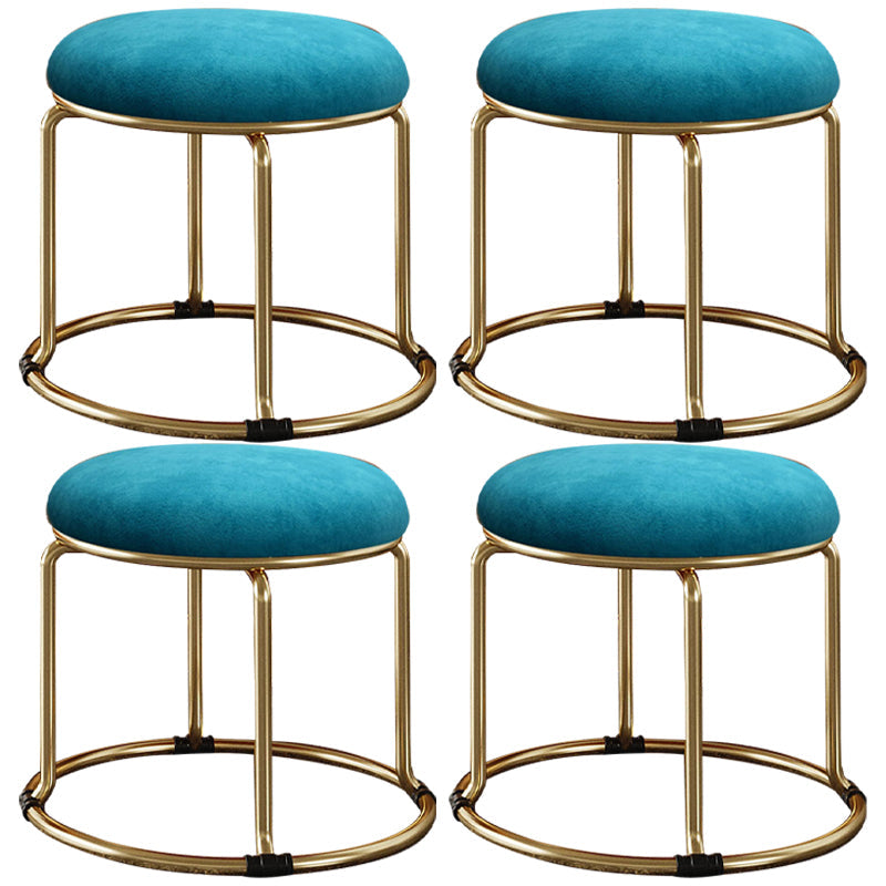 Standard Glam Round Ottoman Velvet Tear Resistant Indoor Pure Color Ottoman Sky Blue 4 Piece Set Clearhalo 'furn' 'furn_ottomans_poufs' 'Furniture' 'Living Room Furniture' 'Ottomans & Poufs' 'ottomans_poufs' 5943043
