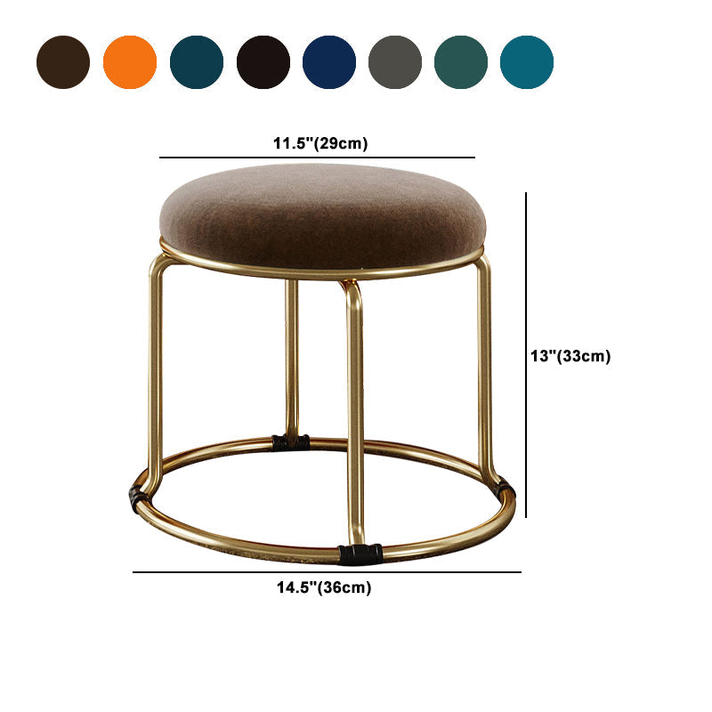 Standard Glam Round Ottoman Velvet Tear Resistant Indoor Pure Color Ottoman Clearhalo 'furn' 'furn_ottomans_poufs' 'Furniture' 'Living Room Furniture' 'Ottomans & Poufs' 'ottomans_poufs' 5943044