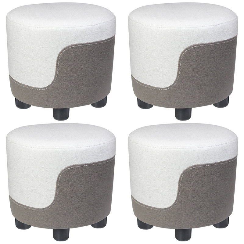 Popular Round Pouf Chair Contrast Color Cotton Water Resistant Footstool Ottoman White-Gray 4 Piece Set Clearhalo 'furn' 'furn_ottomans_poufs' 'Furniture' 'Living Room Furniture' 'Ottomans & Poufs' 'ottomans_poufs' 5943201