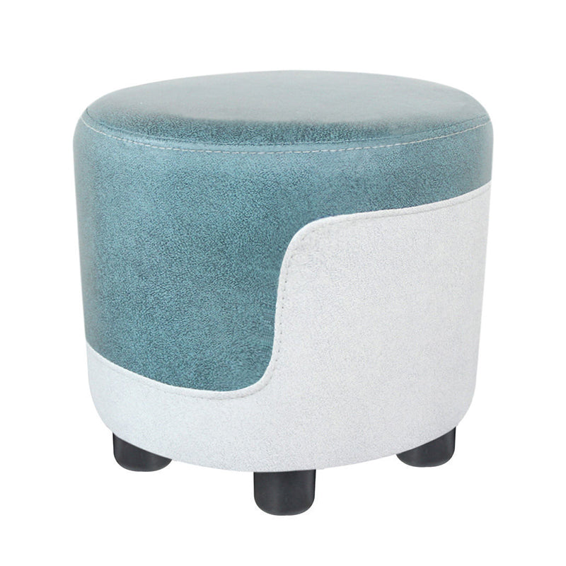Popular Round Pouf Chair Contrast Color Cotton Water Resistant Footstool Ottoman Blue-White 1 Piece Clearhalo 'furn' 'furn_ottomans_poufs' 'Furniture' 'Living Room Furniture' 'Ottomans & Poufs' 'ottomans_poufs' 5943202