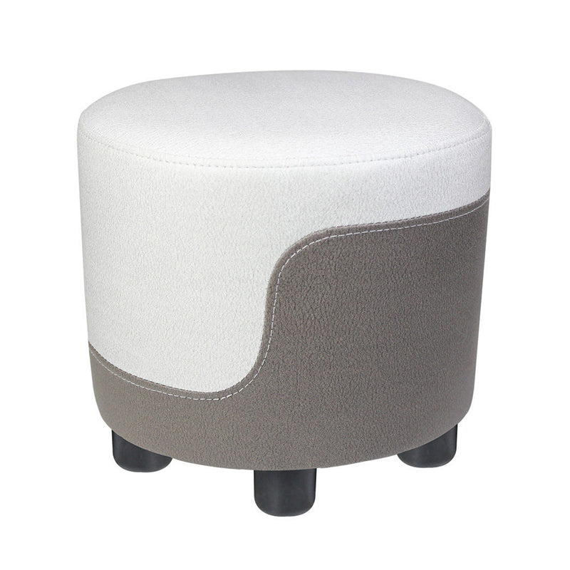 Popular Round Pouf Chair Contrast Color Cotton Water Resistant Footstool Ottoman White-Gray 1 Piece Clearhalo 'furn' 'furn_ottomans_poufs' 'Furniture' 'Living Room Furniture' 'Ottomans & Poufs' 'ottomans_poufs' 5943204