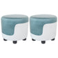 Popular Round Pouf Chair Contrast Color Cotton Water Resistant Footstool Ottoman Blue-White 2 Piece Set Clearhalo 'furn' 'furn_ottomans_poufs' 'Furniture' 'Living Room Furniture' 'Ottomans & Poufs' 'ottomans_poufs' 5943205