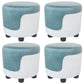 Popular Round Pouf Chair Contrast Color Cotton Water Resistant Footstool Ottoman Blue-White 4 Piece Set Clearhalo 'furn' 'furn_ottomans_poufs' 'Furniture' 'Living Room Furniture' 'Ottomans & Poufs' 'ottomans_poufs' 5943206