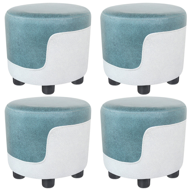 Popular Round Pouf Chair Contrast Color Cotton Water Resistant Footstool Ottoman Blue-White 4 Piece Set Clearhalo 'furn' 'furn_ottomans_poufs' 'Furniture' 'Living Room Furniture' 'Ottomans & Poufs' 'ottomans_poufs' 5943206