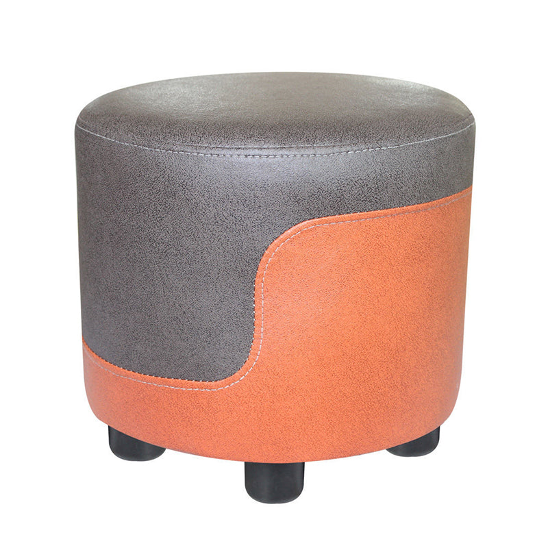 Popular Round Pouf Chair Contrast Color Cotton Water Resistant Footstool Ottoman Gray-Orange 1 Piece Clearhalo 'furn' 'furn_ottomans_poufs' 'Furniture' 'Living Room Furniture' 'Ottomans & Poufs' 'ottomans_poufs' 5943208