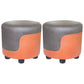 Popular Round Pouf Chair Contrast Color Cotton Water Resistant Footstool Ottoman Gray-Orange 2 Piece Set Clearhalo 'furn' 'furn_ottomans_poufs' 'Furniture' 'Living Room Furniture' 'Ottomans & Poufs' 'ottomans_poufs' 5943209
