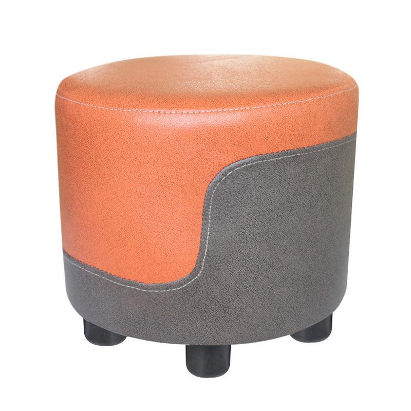 Popular Round Pouf Chair Contrast Color Cotton Water Resistant Footstool Ottoman Orange-Gray 1 Piece Clearhalo 'furn' 'furn_ottomans_poufs' 'Furniture' 'Living Room Furniture' 'Ottomans & Poufs' 'ottomans_poufs' 5943211