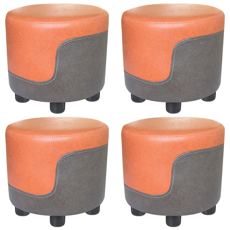 Popular Round Pouf Chair Contrast Color Cotton Water Resistant Footstool Ottoman Orange-Gray 4 Piece Set Clearhalo 'furn' 'furn_ottomans_poufs' 'Furniture' 'Living Room Furniture' 'Ottomans & Poufs' 'ottomans_poufs' 5943213