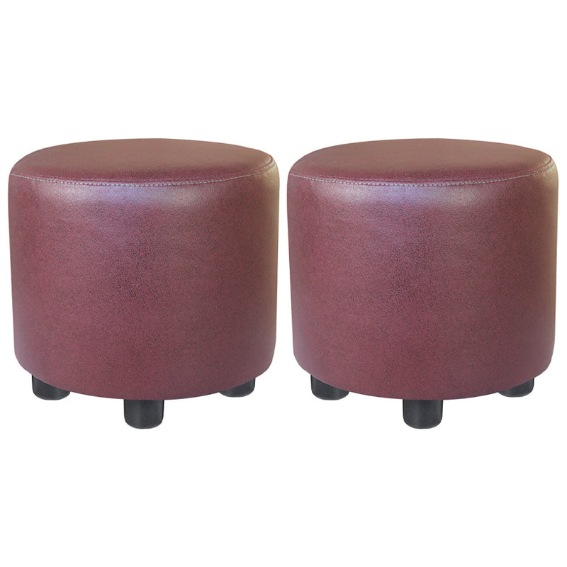 Popular Round Pouf Chair Contrast Color Cotton Water Resistant Footstool Ottoman Brown 2 Piece Set Clearhalo 'furn' 'furn_ottomans_poufs' 'Furniture' 'Living Room Furniture' 'Ottomans & Poufs' 'ottomans_poufs' 5943218