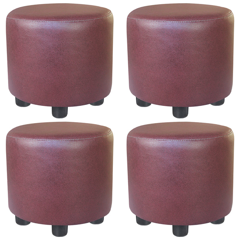 Popular Round Pouf Chair Contrast Color Cotton Water Resistant Footstool Ottoman Brown 4 Piece Set Clearhalo 'furn' 'furn_ottomans_poufs' 'Furniture' 'Living Room Furniture' 'Ottomans & Poufs' 'ottomans_poufs' 5943219