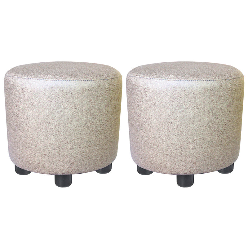 Popular Round Pouf Chair Contrast Color Cotton Water Resistant Footstool Ottoman White 2 Piece Set Clearhalo 'furn' 'furn_ottomans_poufs' 'Furniture' 'Living Room Furniture' 'Ottomans & Poufs' 'ottomans_poufs' 5943221