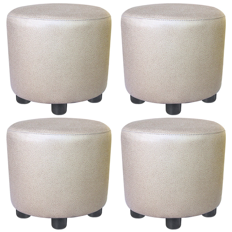 Popular Round Pouf Chair Contrast Color Cotton Water Resistant Footstool Ottoman White 4 Piece Set Clearhalo 'furn' 'furn_ottomans_poufs' 'Furniture' 'Living Room Furniture' 'Ottomans & Poufs' 'ottomans_poufs' 5943222
