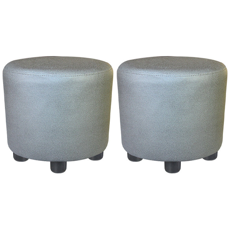 Popular Round Pouf Chair Contrast Color Cotton Water Resistant Footstool Ottoman Grey 2 Piece Set Clearhalo 'furn' 'furn_ottomans_poufs' 'Furniture' 'Living Room Furniture' 'Ottomans & Poufs' 'ottomans_poufs' 5943224