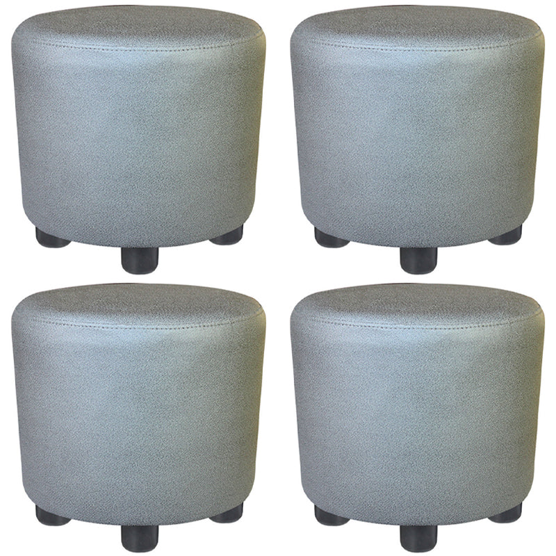 Popular Round Pouf Chair Contrast Color Cotton Water Resistant Footstool Ottoman Grey 4 Piece Set Clearhalo 'furn' 'furn_ottomans_poufs' 'Furniture' 'Living Room Furniture' 'Ottomans & Poufs' 'ottomans_poufs' 5943225