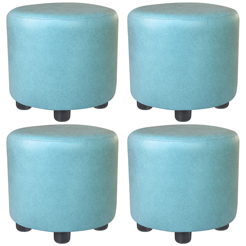 Popular Round Pouf Chair Contrast Color Cotton Water Resistant Footstool Ottoman Blue 4 Piece Set Clearhalo 'furn' 'furn_ottomans_poufs' 'Furniture' 'Living Room Furniture' 'Ottomans & Poufs' 'ottomans_poufs' 5943228