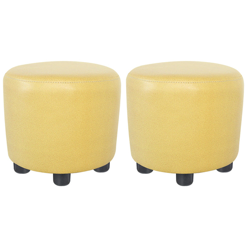 Popular Round Pouf Chair Contrast Color Cotton Water Resistant Footstool Ottoman Yellow 2 Piece Set Clearhalo 'furn' 'furn_ottomans_poufs' 'Furniture' 'Living Room Furniture' 'Ottomans & Poufs' 'ottomans_poufs' 5943230