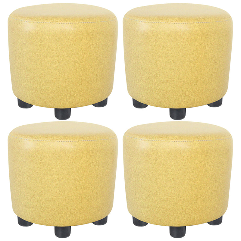 Popular Round Pouf Chair Contrast Color Cotton Water Resistant Footstool Ottoman Yellow 4 Piece Set Clearhalo 'furn' 'furn_ottomans_poufs' 'Furniture' 'Living Room Furniture' 'Ottomans & Poufs' 'ottomans_poufs' 5943231