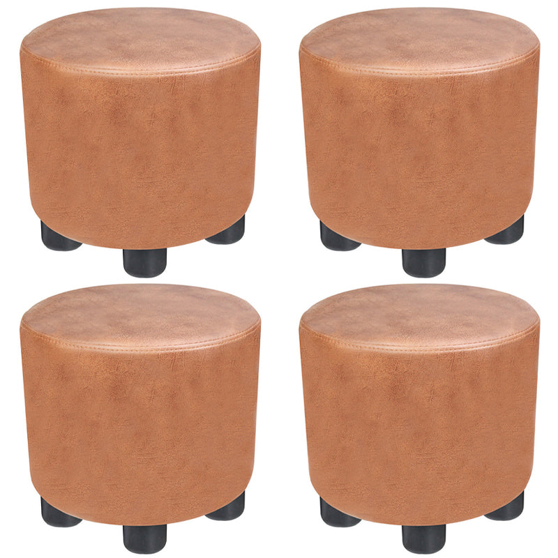 Popular Round Pouf Chair Contrast Color Cotton Water Resistant Footstool Ottoman Khaki 4 Piece Set Clearhalo 'furn' 'furn_ottomans_poufs' 'Furniture' 'Living Room Furniture' 'Ottomans & Poufs' 'ottomans_poufs' 5943234