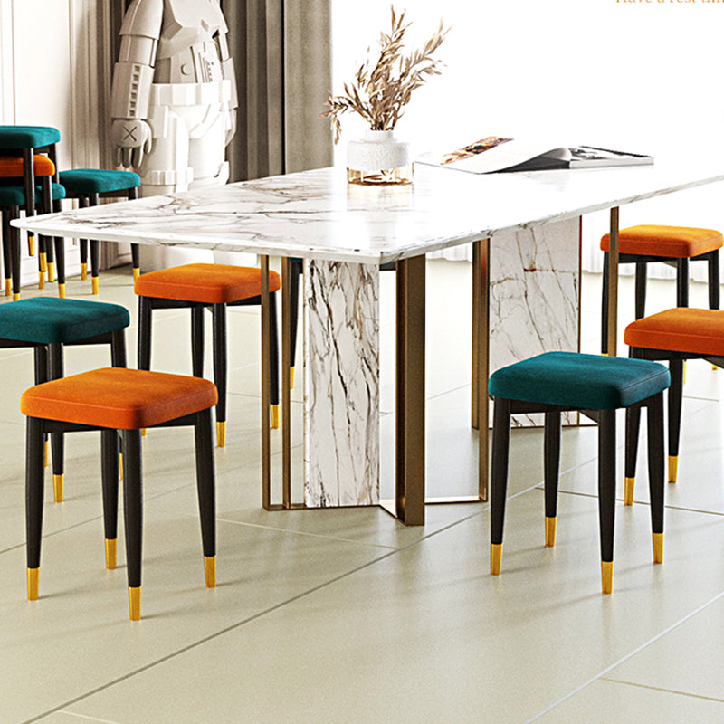 Contemporary Tear Resistant Ottaman Square Orange Velvet Standard Clearhalo 'furn' 'furn_ottomans_poufs' 'Furniture' 'Living Room Furniture' 'Ottomans & Poufs' 'ottomans_poufs' 5943291