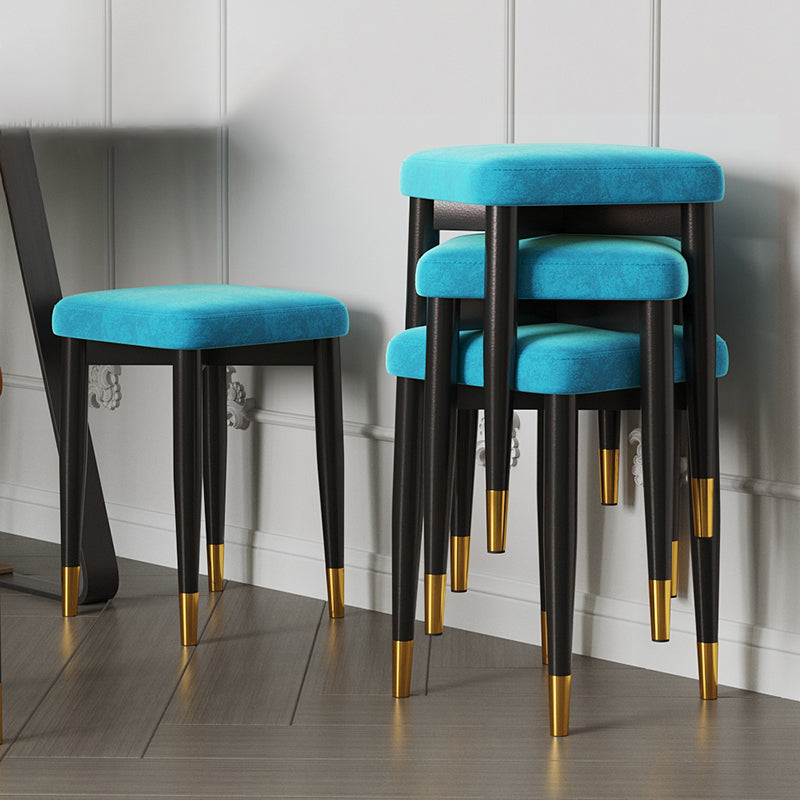 Contemporary Tear Resistant Ottaman Square Orange Velvet Standard Sky Blue 4 Piece Set Clearhalo 'furn' 'furn_ottomans_poufs' 'Furniture' 'Living Room Furniture' 'Ottomans & Poufs' 'ottomans_poufs' 5943303