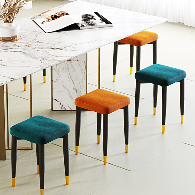 Contemporary Tear Resistant Ottaman Square Orange Velvet Standard Clearhalo 'furn' 'furn_ottomans_poufs' 'Furniture' 'Living Room Furniture' 'Ottomans & Poufs' 'ottomans_poufs' 5943304