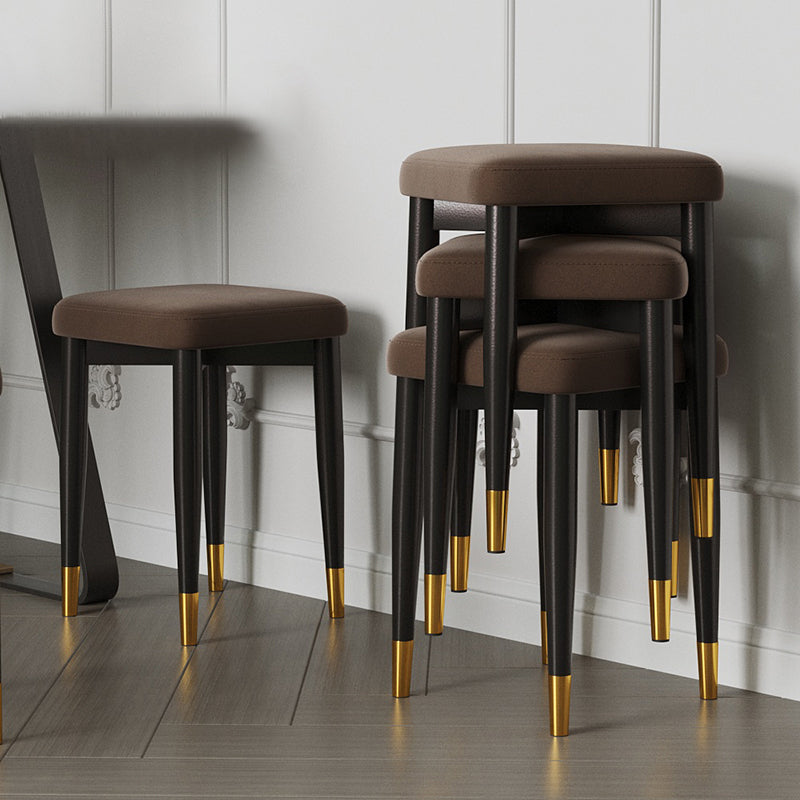 Contemporary Tear Resistant Ottaman Square Orange Velvet Standard Brown 4 Piece Set Clearhalo 'furn' 'furn_ottomans_poufs' 'Furniture' 'Living Room Furniture' 'Ottomans & Poufs' 'ottomans_poufs' 5943307