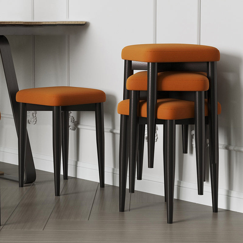 Contemporary Tear Resistant Ottaman Square Orange Velvet Standard Orange 4 Piece Set Clearhalo 'furn' 'furn_ottomans_poufs' 'Furniture' 'Living Room Furniture' 'Ottomans & Poufs' 'ottomans_poufs' 5943310