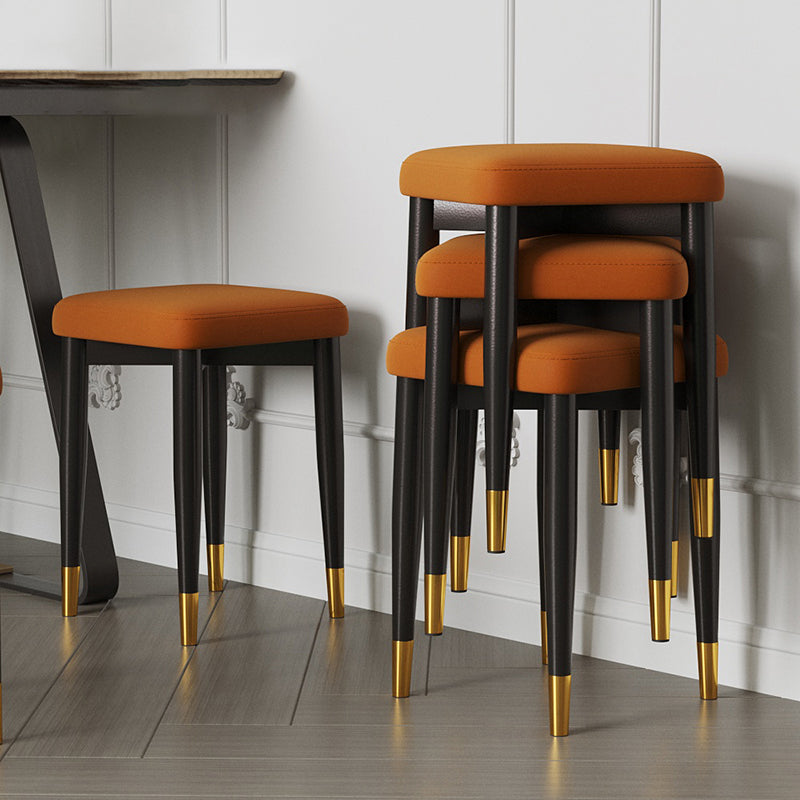 Contemporary Tear Resistant Ottaman Square Orange Velvet Standard Dark Orange 4 Piece Set Clearhalo 'furn' 'furn_ottomans_poufs' 'Furniture' 'Living Room Furniture' 'Ottomans & Poufs' 'ottomans_poufs' 5943313