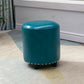 Modern PU Leather Pouf Chair Plain Cylinder Shape Nailhead Trim Sherpa Pouf 13"L x 13"W x 14"H Peacock Blue 1 Piece Clearhalo 'furn' 'furn_ottomans_poufs' 'Furniture' 'Living Room Furniture' 'Ottomans & Poufs' 'ottomans_poufs' 5943321