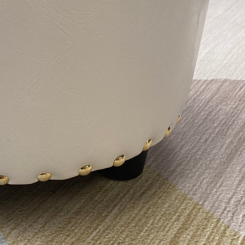 Modern PU Leather Pouf Chair Plain Cylinder Shape Nailhead Trim Sherpa Pouf Clearhalo 'furn' 'furn_ottomans_poufs' 'Furniture' 'Living Room Furniture' 'Ottomans & Poufs' 'ottomans_poufs' 5943332