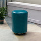 Modern PU Leather Pouf Chair Plain Cylinder Shape Nailhead Trim Sherpa Pouf 13"L x 13"W x 18"H Peacock Blue 1 Piece Clearhalo 'furn' 'furn_ottomans_poufs' 'Furniture' 'Living Room Furniture' 'Ottomans & Poufs' 'ottomans_poufs' 5943333