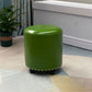 Modern PU Leather Pouf Chair Plain Cylinder Shape Nailhead Trim Sherpa Pouf 13"L x 13"W x 14"H Green 1 Piece Clearhalo 'furn' 'furn_ottomans_poufs' 'Furniture' 'Living Room Furniture' 'Ottomans & Poufs' 'ottomans_poufs' 5943336
