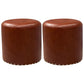Modern PU Leather Pouf Chair Plain Cylinder Shape Nailhead Trim Sherpa Pouf 13"L x 13"W x 14"H Brown 2 Piece Set Clearhalo 'furn' 'furn_ottomans_poufs' 'Furniture' 'Living Room Furniture' 'Ottomans & Poufs' 'ottomans_poufs' 5943355
