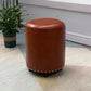 Modern PU Leather Pouf Chair Plain Cylinder Shape Nailhead Trim Sherpa Pouf 13"L x 13"W x 16"H Brown 1 Piece Clearhalo 'furn' 'furn_ottomans_poufs' 'Furniture' 'Living Room Furniture' 'Ottomans & Poufs' 'ottomans_poufs' 5943357