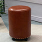 Modern PU Leather Pouf Chair Plain Cylinder Shape Nailhead Trim Sherpa Pouf 13"L x 13"W x 18"H Brown 1 Piece Clearhalo 'furn' 'furn_ottomans_poufs' 'Furniture' 'Living Room Furniture' 'Ottomans & Poufs' 'ottomans_poufs' 5943360