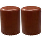 Modern PU Leather Pouf Chair Plain Cylinder Shape Nailhead Trim Sherpa Pouf 13"L x 13"W x 18"H Brown 2 Piece Set Clearhalo 'furn' 'furn_ottomans_poufs' 'Furniture' 'Living Room Furniture' 'Ottomans & Poufs' 'ottomans_poufs' 5943361