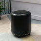 Modern PU Leather Pouf Chair Plain Cylinder Shape Nailhead Trim Sherpa Pouf 13"L x 13"W x 14"H Black 1 Piece Clearhalo 'furn' 'furn_ottomans_poufs' 'Furniture' 'Living Room Furniture' 'Ottomans & Poufs' 'ottomans_poufs' 5943363