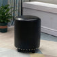 Modern PU Leather Pouf Chair Plain Cylinder Shape Nailhead Trim Sherpa Pouf 13"L x 13"W x 16"H Black 1 Piece Clearhalo 'furn' 'furn_ottomans_poufs' 'Furniture' 'Living Room Furniture' 'Ottomans & Poufs' 'ottomans_poufs' 5943366