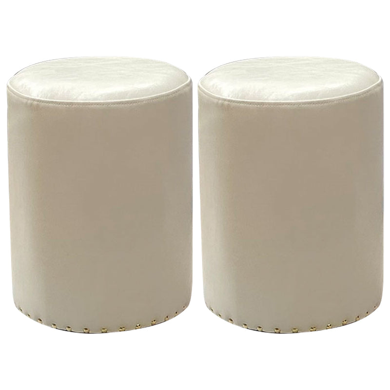 Modern PU Leather Pouf Chair Plain Cylinder Shape Nailhead Trim Sherpa Pouf 13"L x 13"W x 18"H White 2 Piece Set Clearhalo 'furn' 'furn_ottomans_poufs' 'Furniture' 'Living Room Furniture' 'Ottomans & Poufs' 'ottomans_poufs' 5943397
