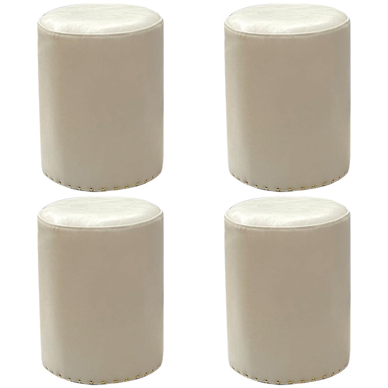 Modern PU Leather Pouf Chair Plain Cylinder Shape Nailhead Trim Sherpa Pouf 13"L x 13"W x 18"H White 4 Piece Set Clearhalo 'furn' 'furn_ottomans_poufs' 'Furniture' 'Living Room Furniture' 'Ottomans & Poufs' 'ottomans_poufs' 5943398