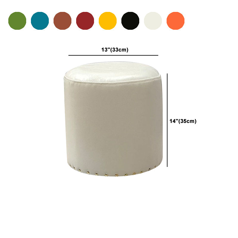 Modern PU Leather Pouf Chair Plain Cylinder Shape Nailhead Trim Sherpa Pouf Clearhalo 'furn' 'furn_ottomans_poufs' 'Furniture' 'Living Room Furniture' 'Ottomans & Poufs' 'ottomans_poufs' 5943399