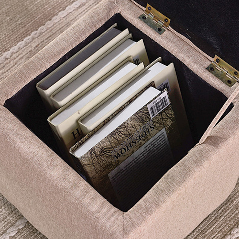 Mid-Century Modern Pouf Ottoman Faux Leather Tufted Square Ottoman with Storage Clearhalo 'furn' 'furn_ottomans_poufs' 'Furniture' 'Living Room Furniture' 'Ottomans & Poufs' 'ottomans_poufs' 5943416