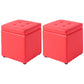 Mid-Century Modern Pouf Ottoman Faux Leather Tufted Square Ottoman with Storage Red 2 Piece Set Clearhalo 'furn' 'furn_ottomans_poufs' 'Furniture' 'Living Room Furniture' 'Ottomans & Poufs' 'ottomans_poufs' 5943417