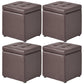 Mid-Century Modern Pouf Ottoman Faux Leather Tufted Square Ottoman with Storage Dark Brown 4 Piece Set Clearhalo 'furn' 'furn_ottomans_poufs' 'Furniture' 'Living Room Furniture' 'Ottomans & Poufs' 'ottomans_poufs' 5943425