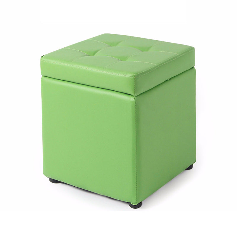 Mid-Century Modern Pouf Ottoman Faux Leather Tufted Square Ottoman with Storage Green 1 Piece Clearhalo 'furn' 'furn_ottomans_poufs' 'Furniture' 'Living Room Furniture' 'Ottomans & Poufs' 'ottomans_poufs' 5943435