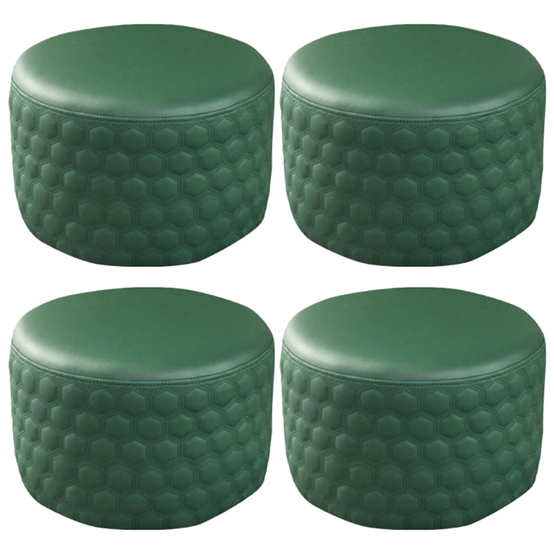 Stylish PU Ottoman Solid Color Water Resistant Round Footstool Ottoman Green 4 Piece Set Clearhalo 'furn' 'furn_ottomans_poufs' 'Furniture' 'Living Room Furniture' 'Ottomans & Poufs' 'ottomans_poufs' 5943465